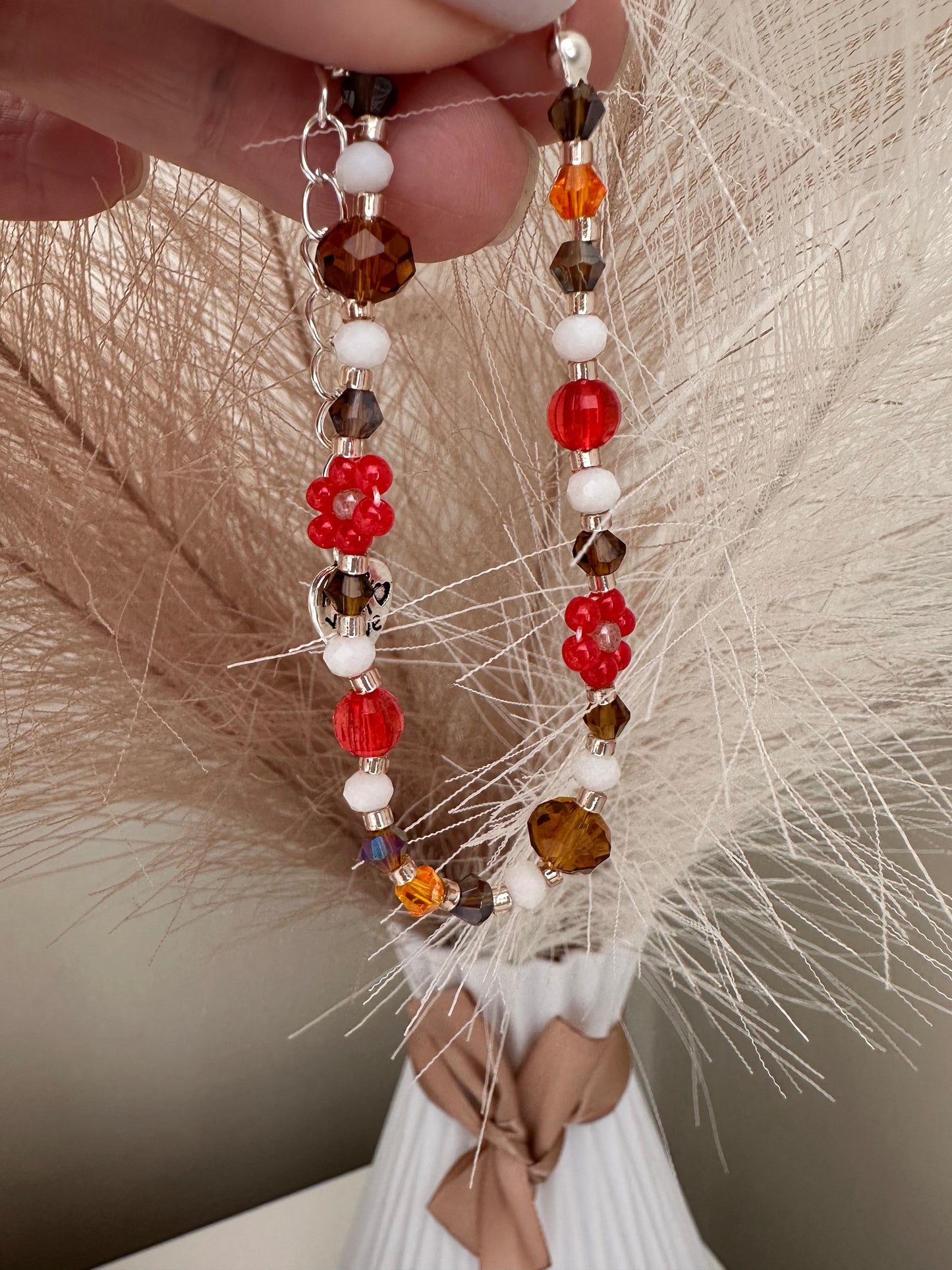 Handmade BRIGHT ESSENCE bracelet with colorful glass beads and stainless steel clasp