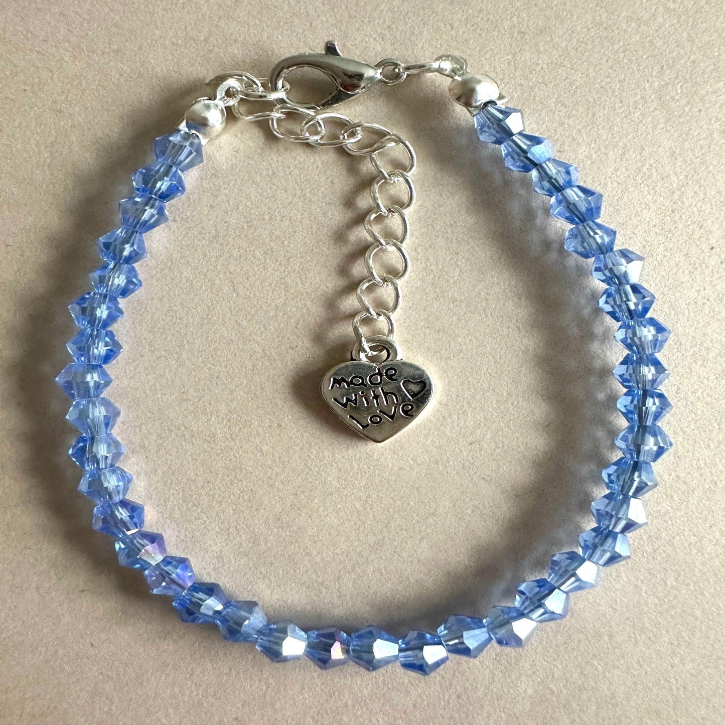  BLUE SILVER GLASS Handmade Bracelet