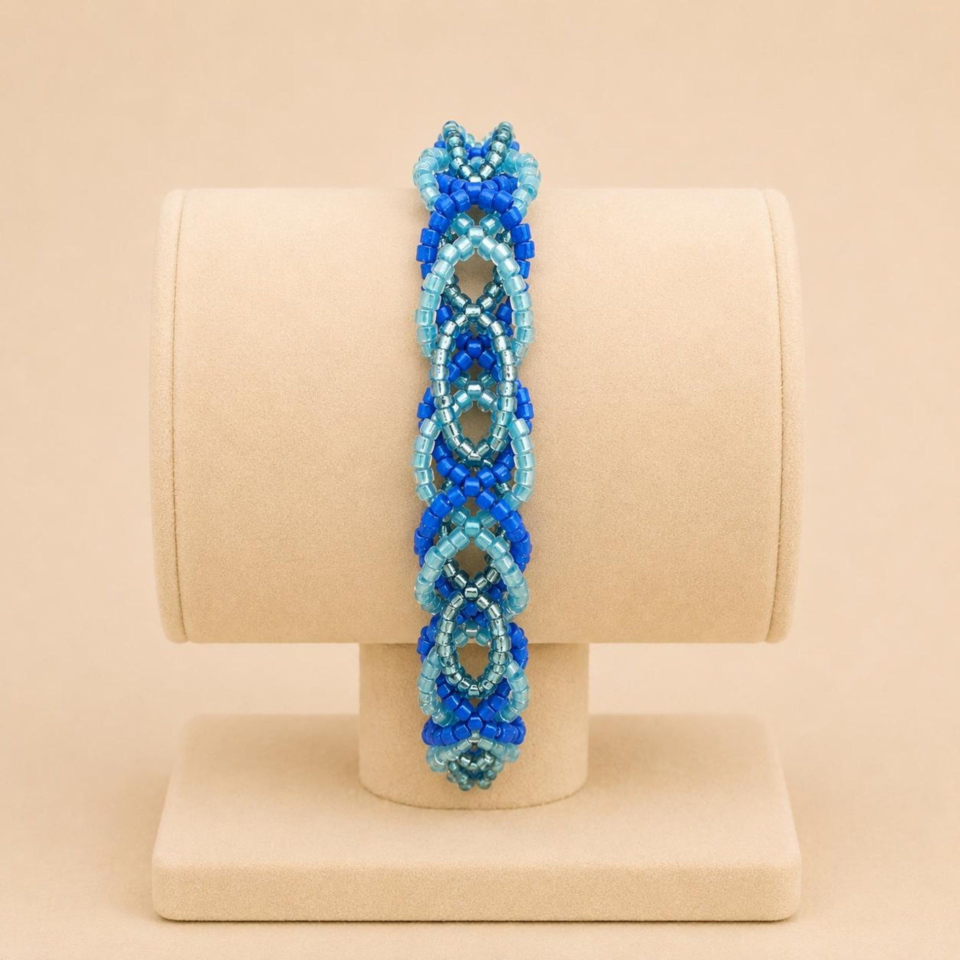 Handmade MARINE DREAM braided bracelet with blue and silver Miyuki beads and stainless steel clasp