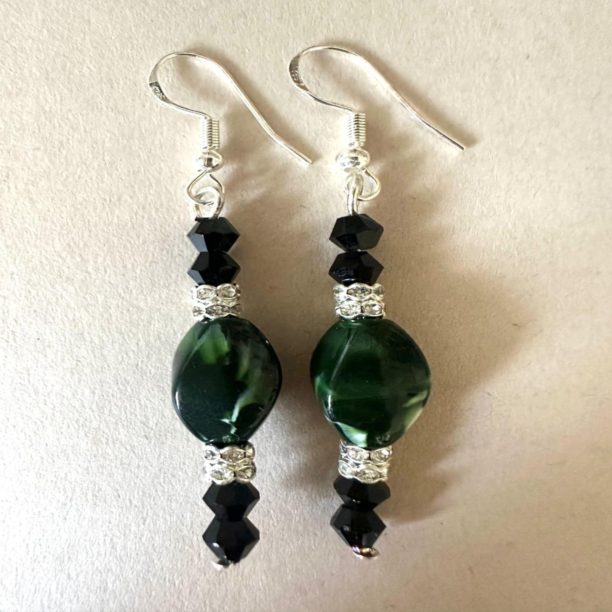 EMERALD NIGHT Silver Earrings 