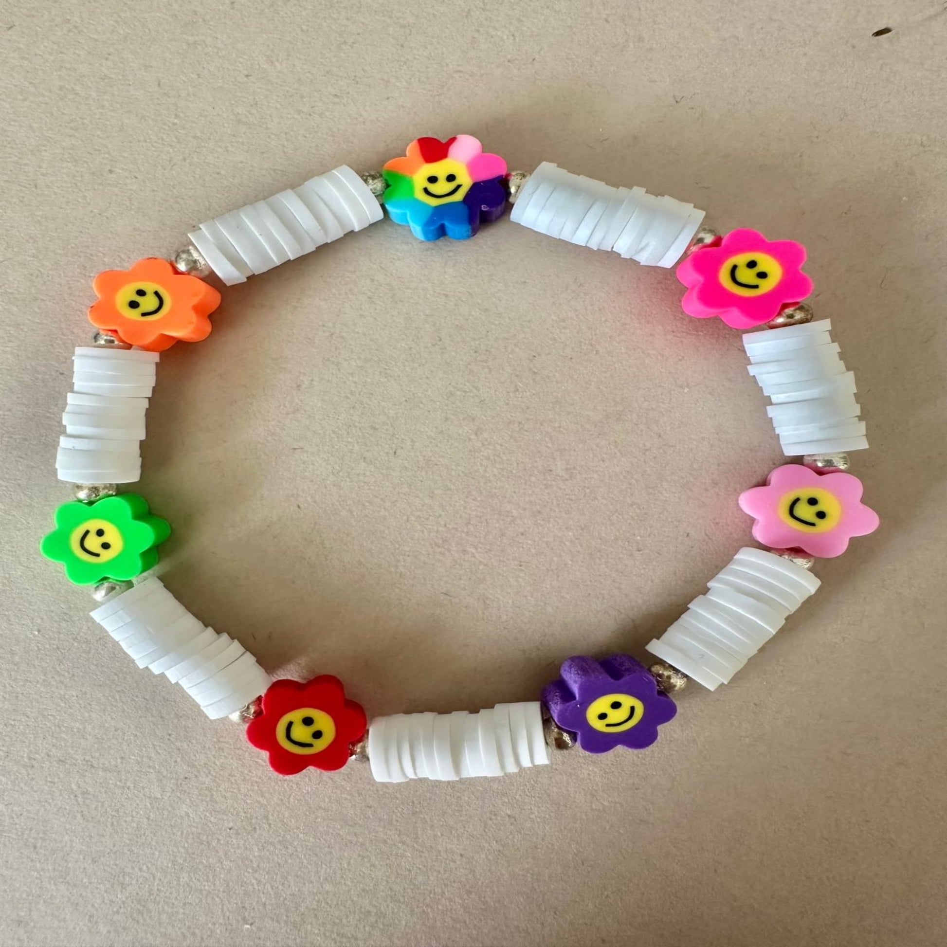 smiley faces soft clay beads bracelet