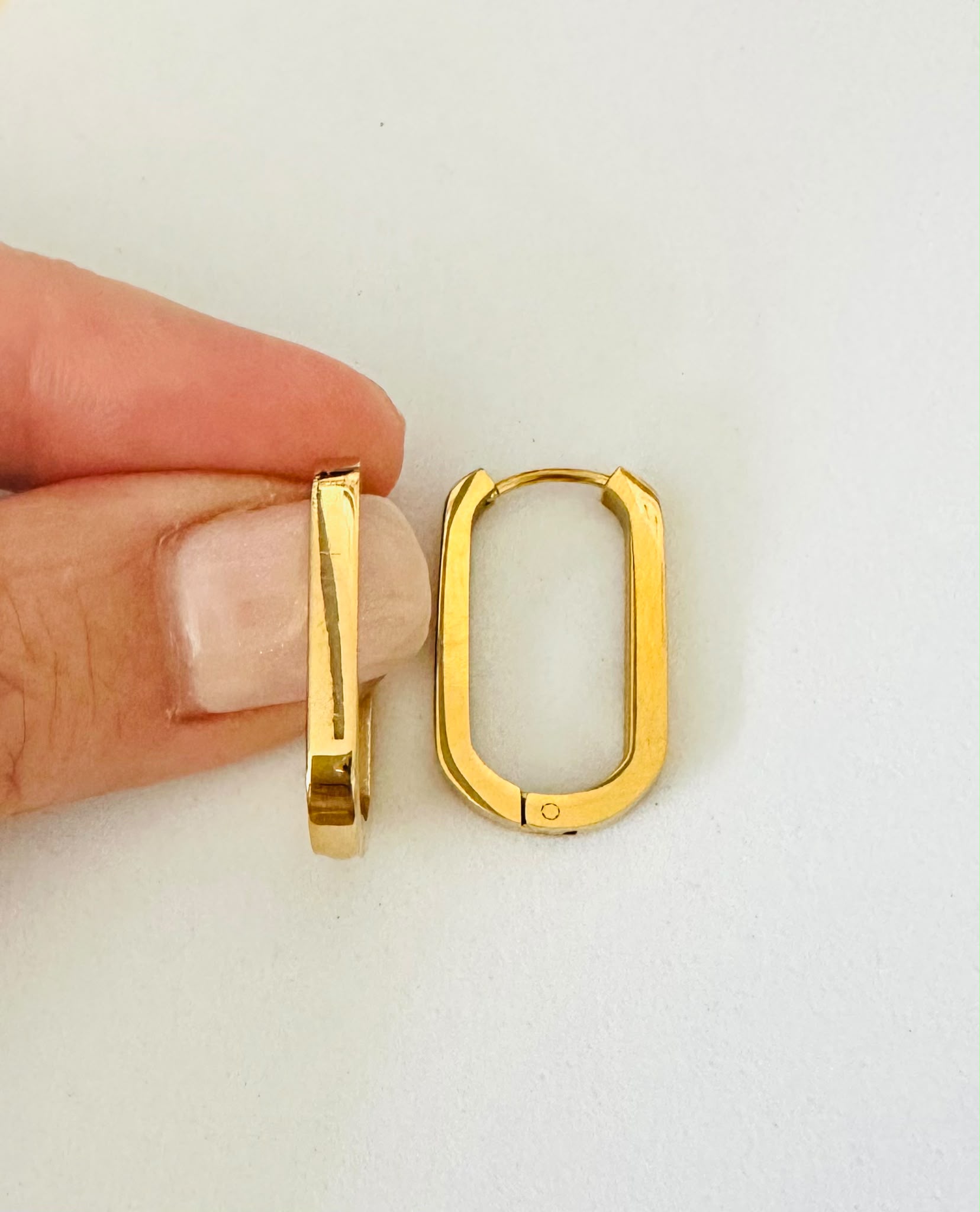 Luxe rectangle stainless steel earrings with 18K gold plating and sleek geometric design