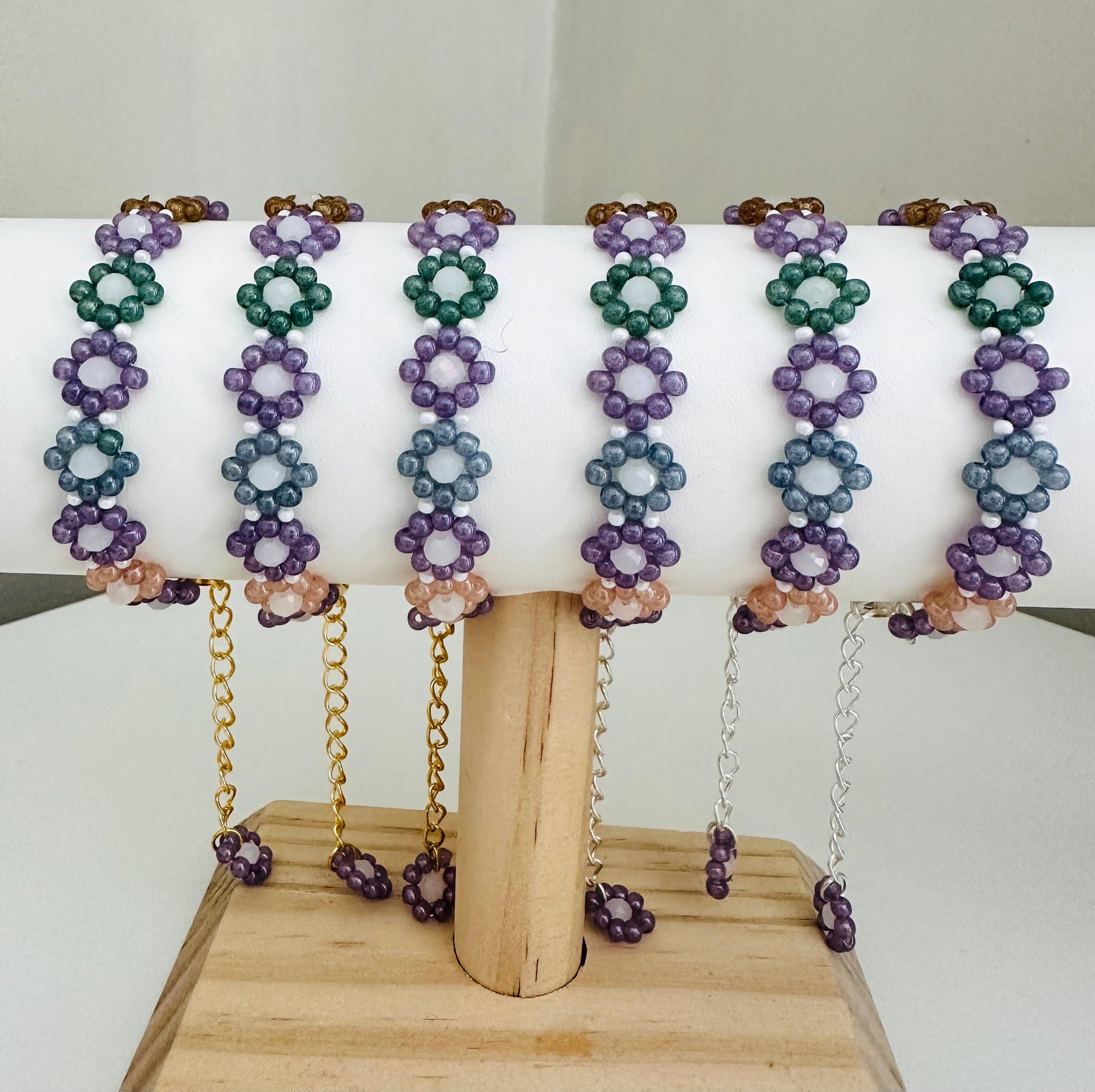 GARDEN OF GLASS PETALS Handmade Bracelet - Gold or Silver Options