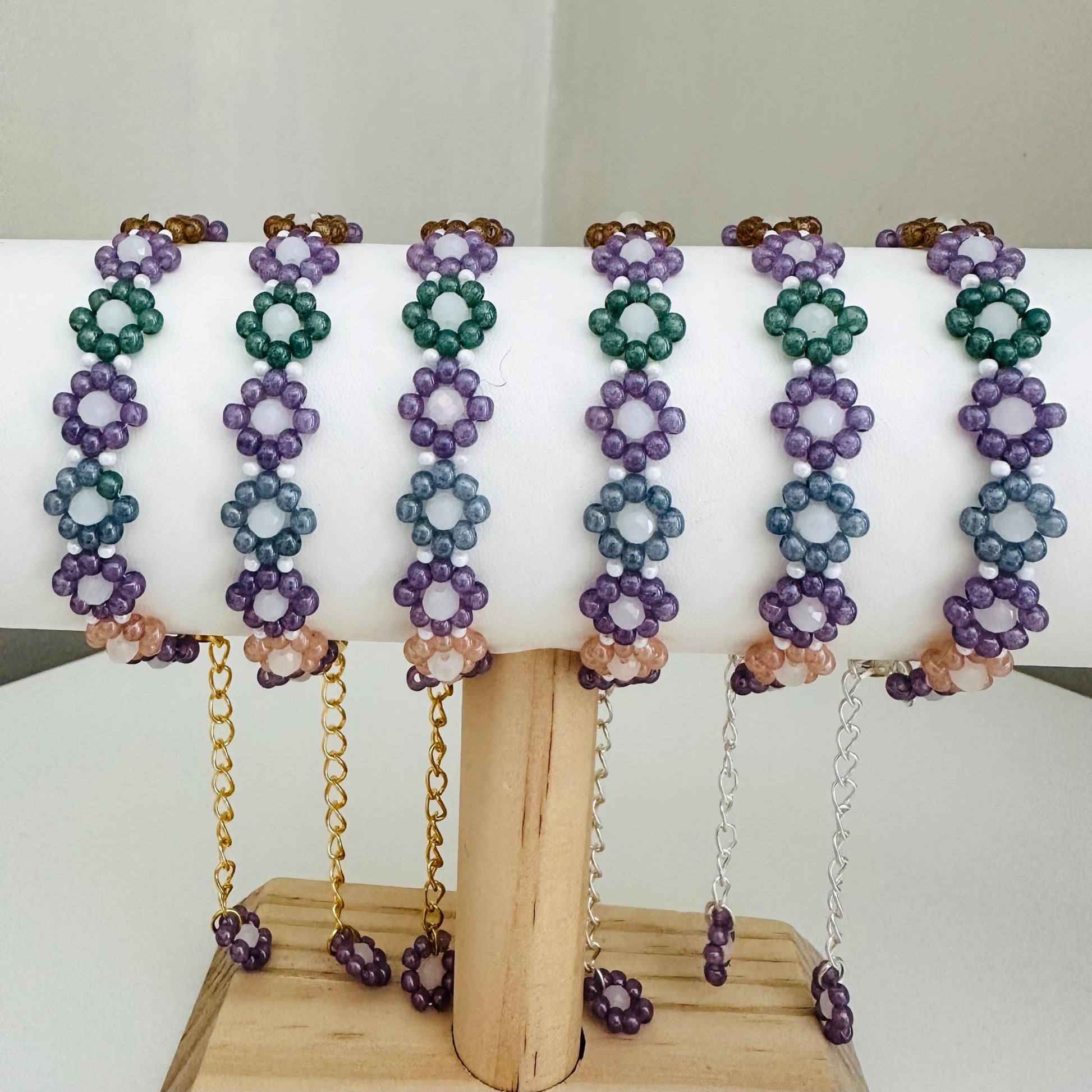 GARDEN OF GLASS PETALS Handmade Bracelet - Gold or Silver Options