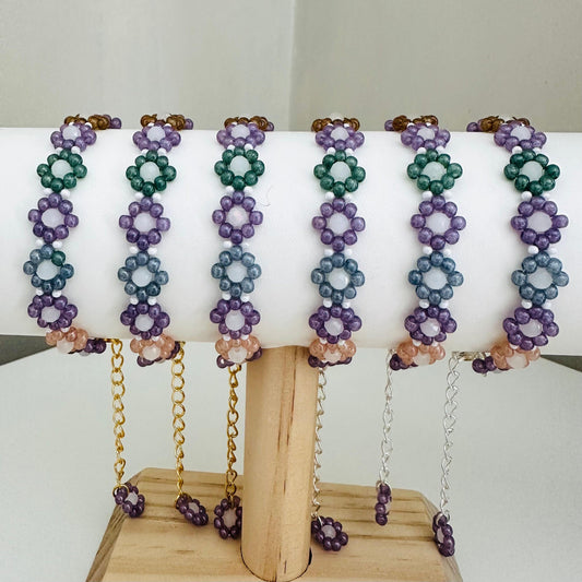 GARDEN OF GLASS PETALS Handmade Bracelet - Gold or Silver Options