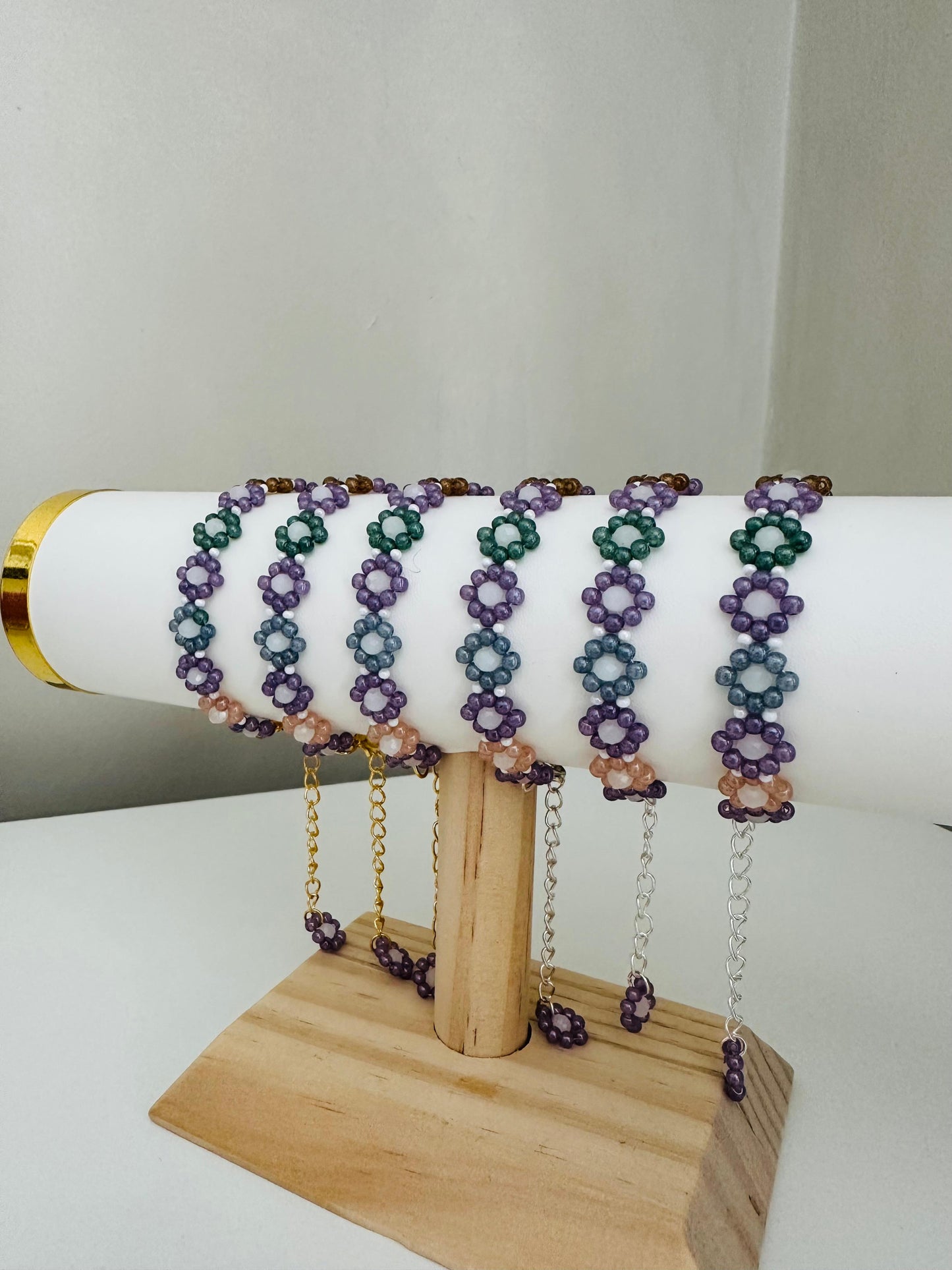 GARDEN OF GLASS PETALS Handmade Bracelet - Gold or Silver Options