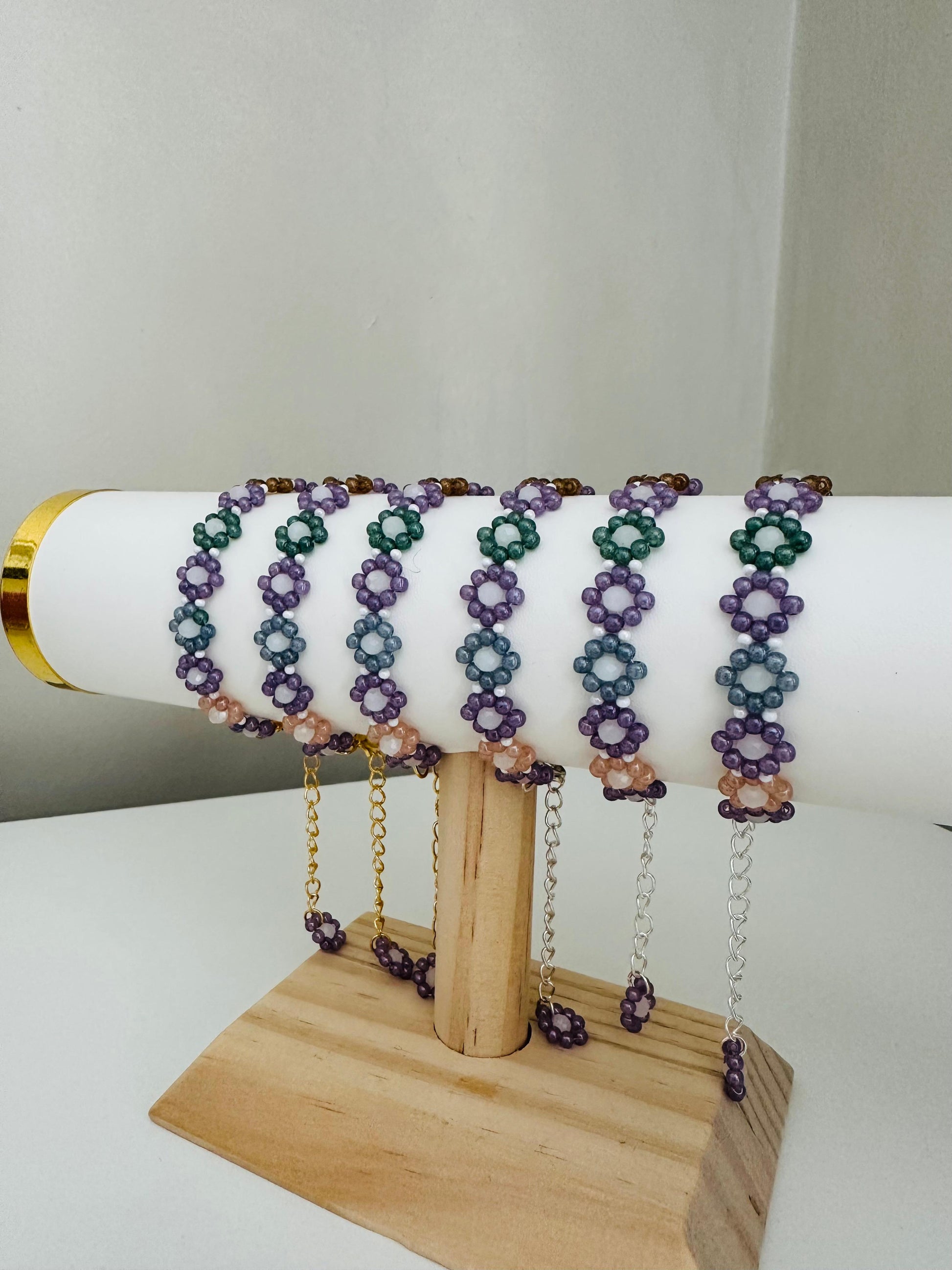 GARDEN OF GLASS PETALS Handmade Bracelet - Gold or Silver Options