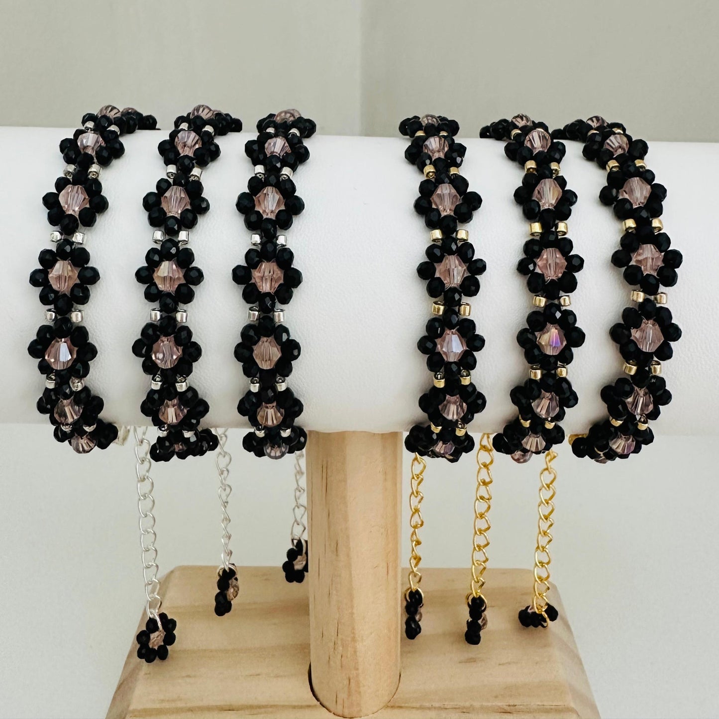 DARK FLORAL Handmade Bracelet - Gold or Silver Options
