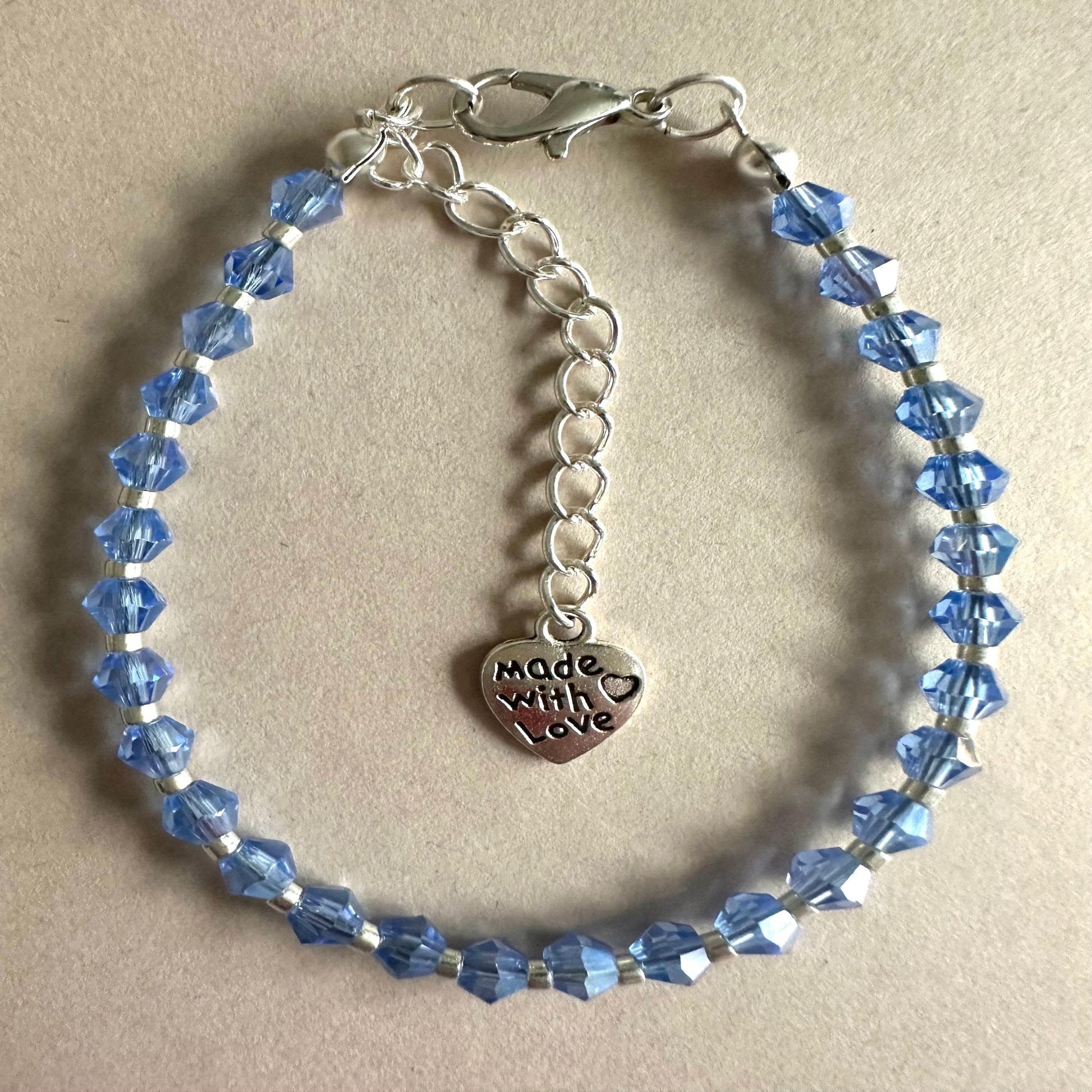 BLUE and SILVER GLASS Handmade Bracelet