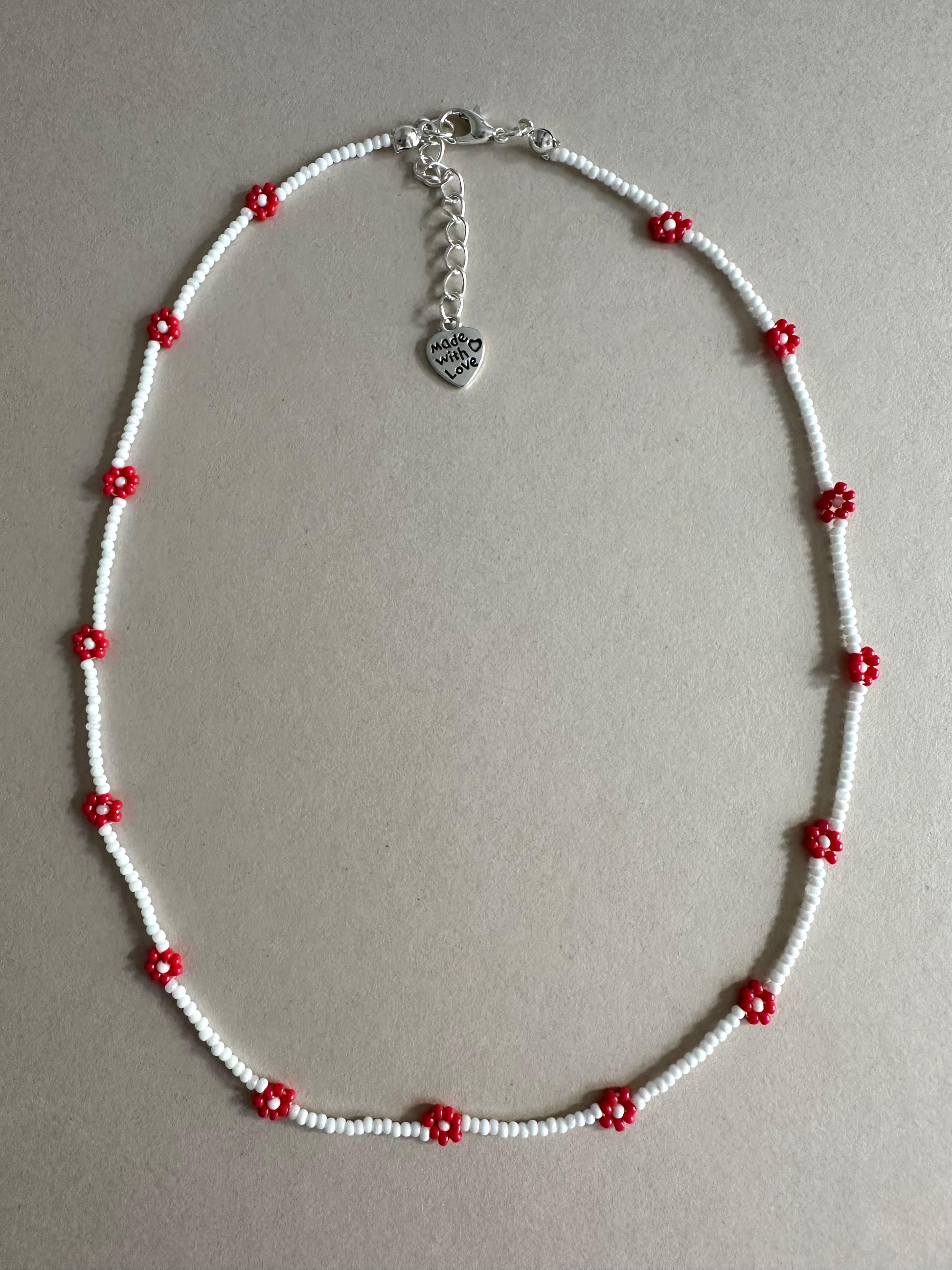 RED BLOOM DELIGHT Handmade Necklace - Elegant & Customizable Jewelry