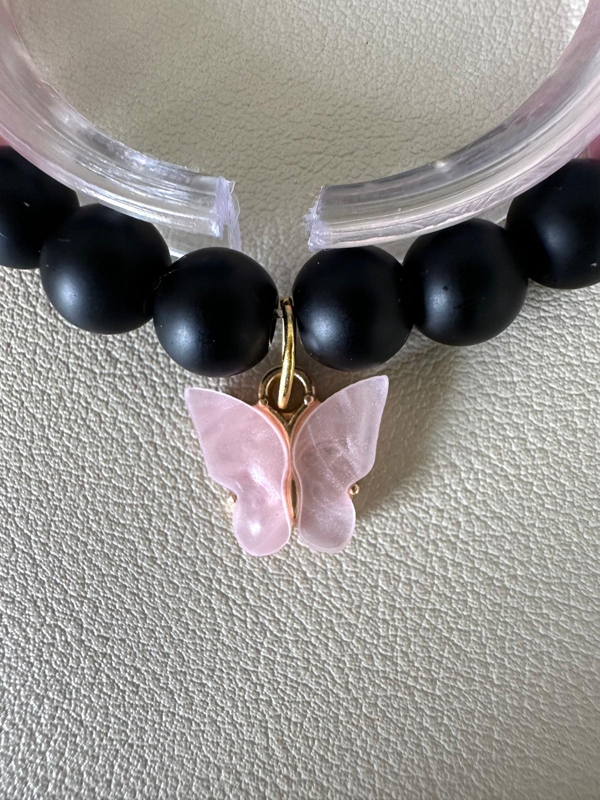 PINK BUTTERFLY DREAM Handmade Stretch Bracelet 