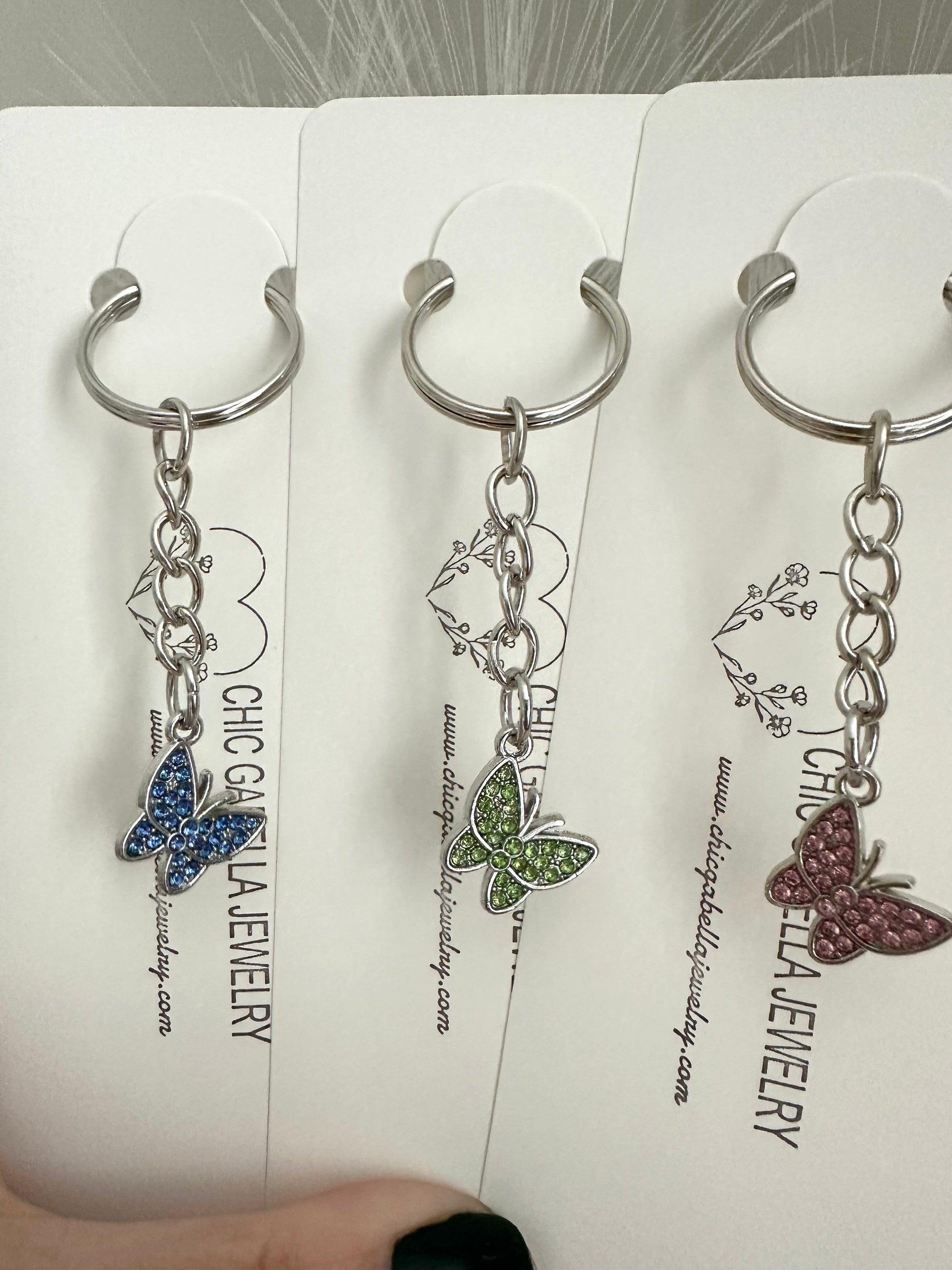 Handmade BUTTERFLY ELEGANCE Silver Keychain 