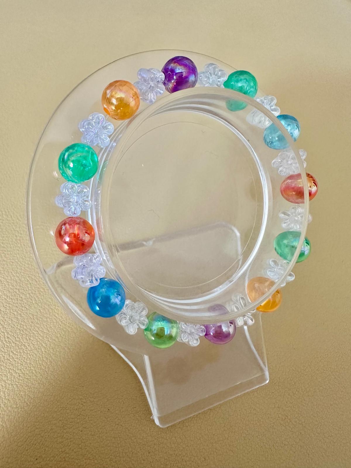 Multi color acrylic beads bracelet