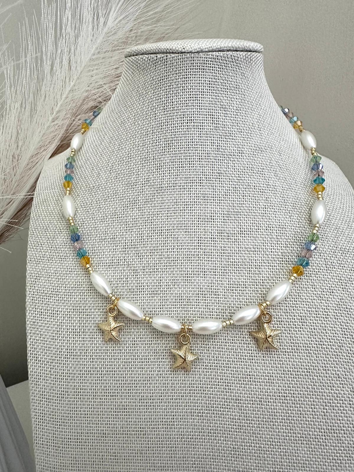  PEARLY WAVES STARFISH Handmade Necklace 