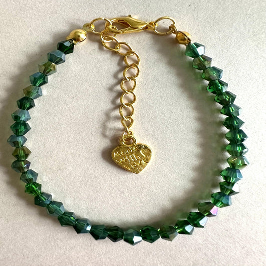 GREEN GOLD GLASS Handmade Bracelet