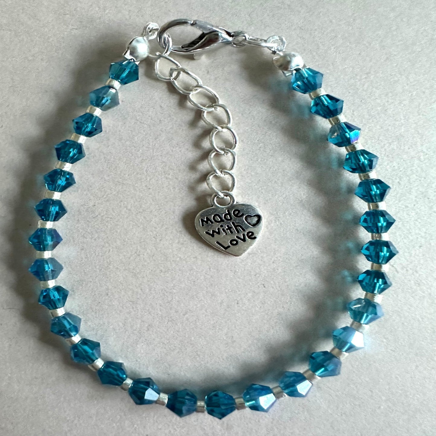 DARK TURQUOISE & SILVER GLASS Bracelet