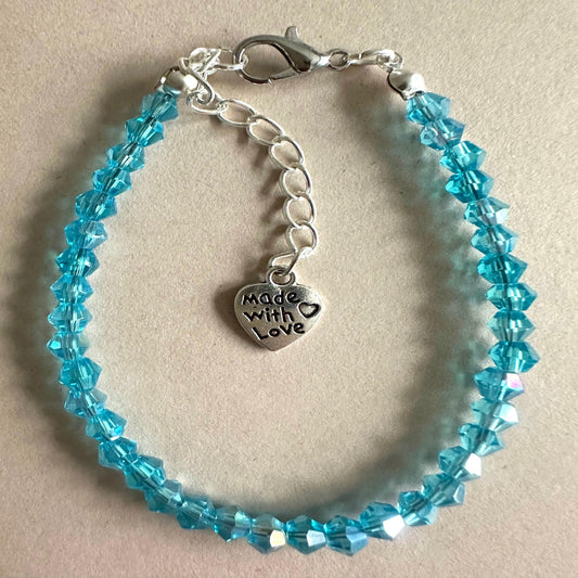 LIGHT TURQUOISE SILVER GLASS Handmade Bracelet