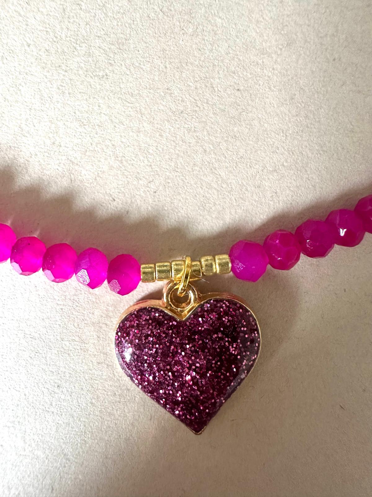 PEARLY FUCHSIA LOVE Handmade Necklace