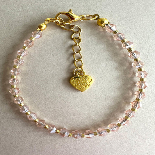 Pink and Gold Glass Handmade Bracelet