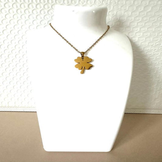 FORTUNE'S CLOVER Golden Stainless Steel Necklace