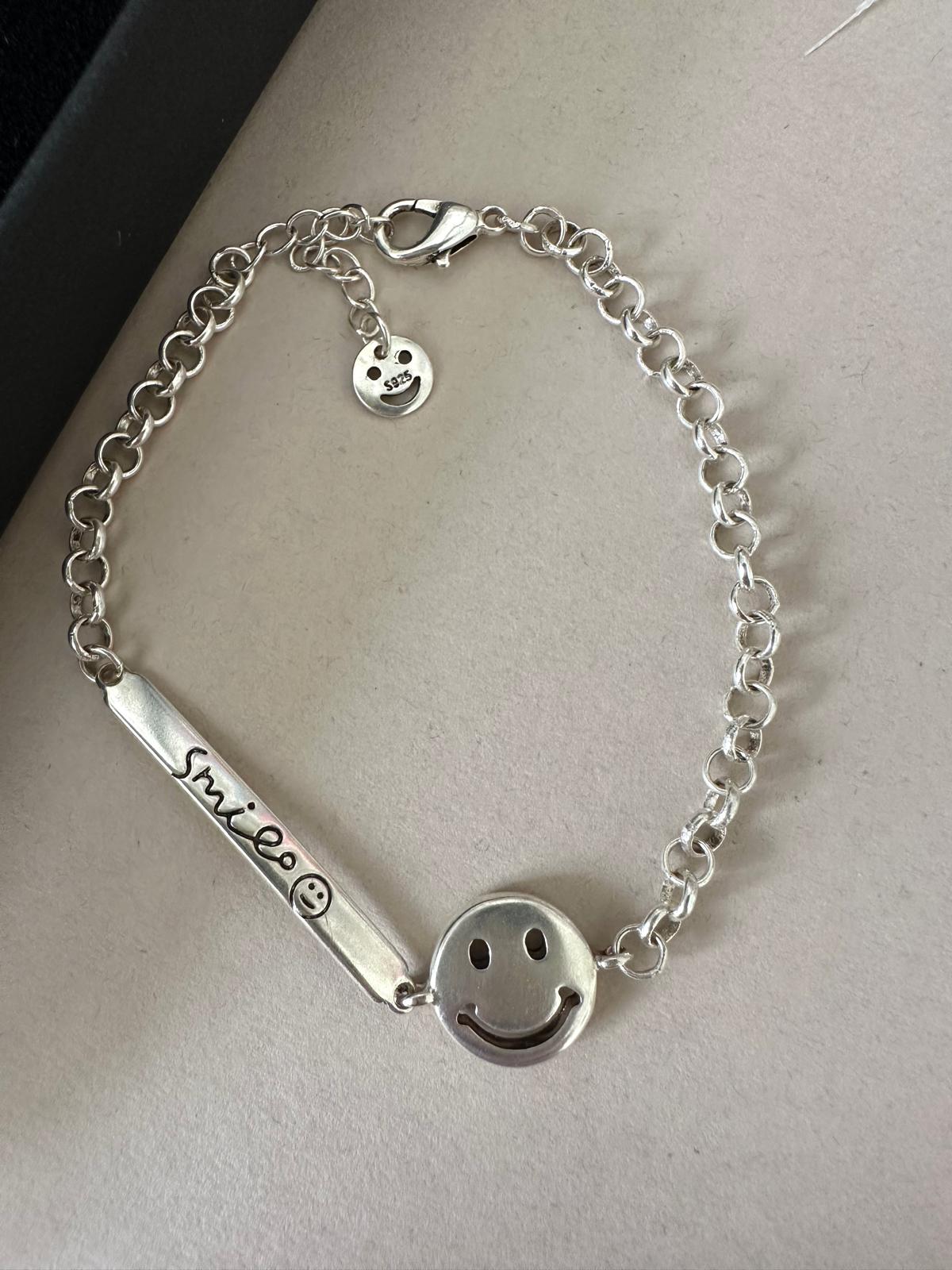  SMILEY FACE Silver Bracelet made of 925 Sterling Silver