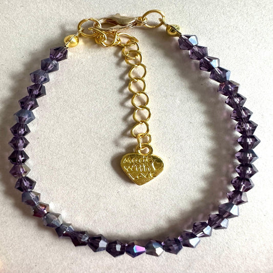 PLUM GOLD GLASS Handmade Bracelet