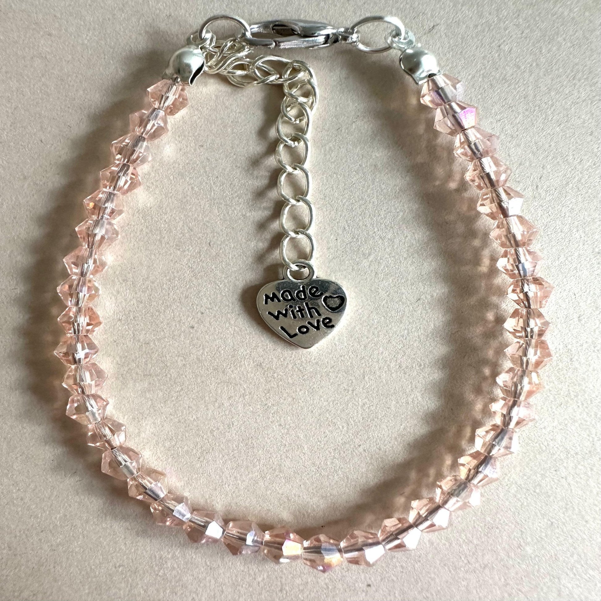 PINK SILVER GLASS Handmade Bracelet