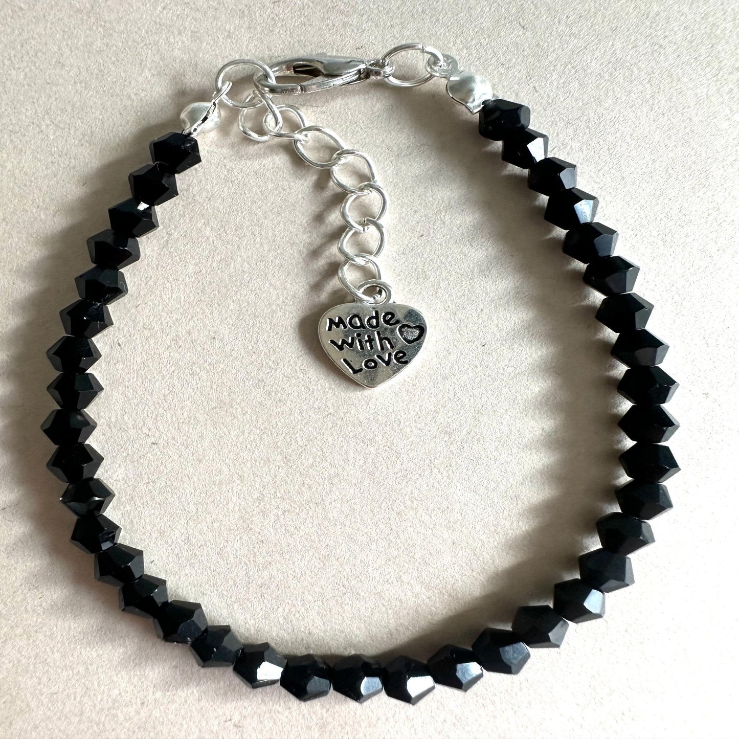 BLACK SILVER GLASS Handmade Bracelet