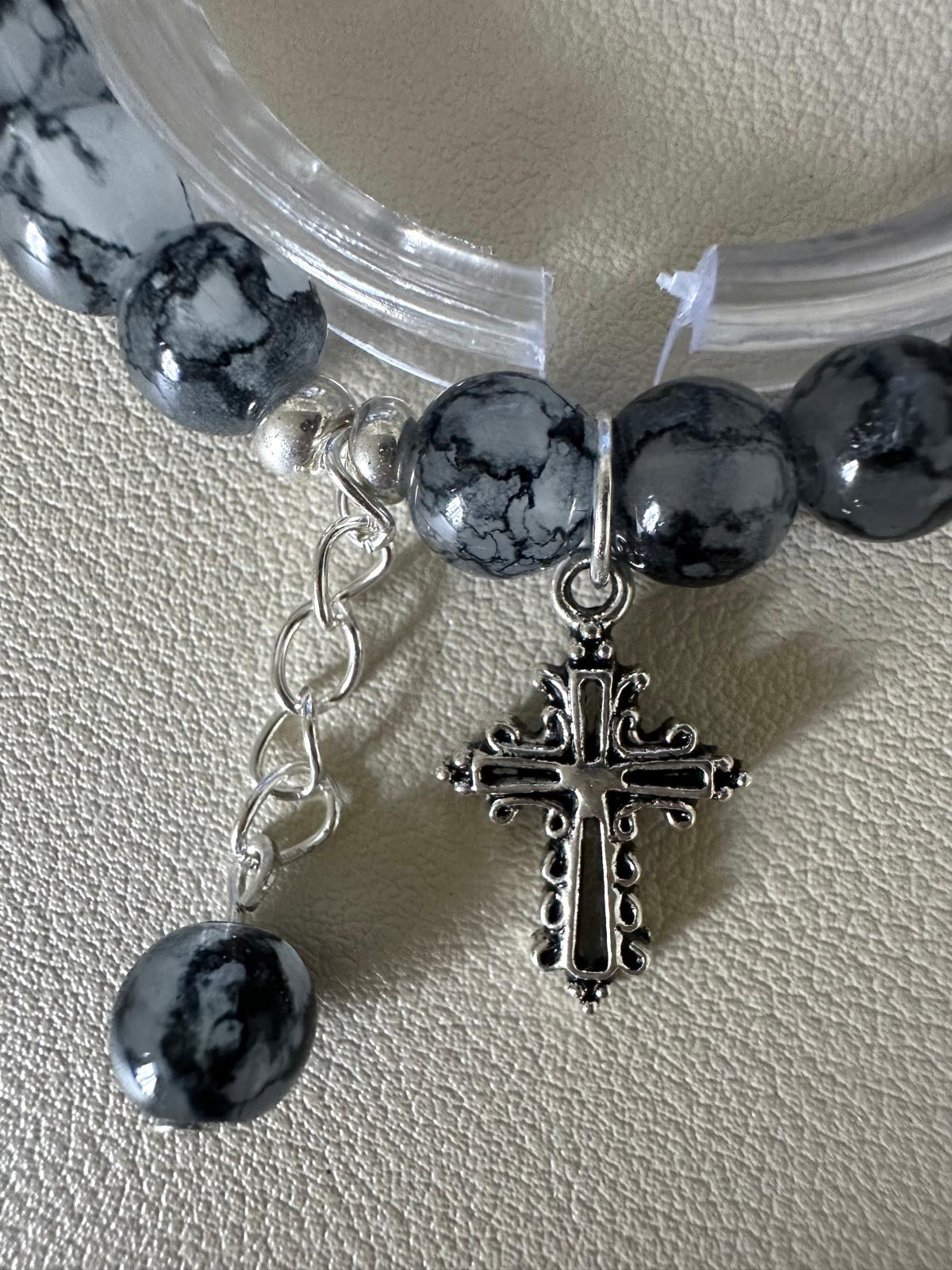 GOTHIC ELEGANCE CROSS Handmade Stretch Bracelet