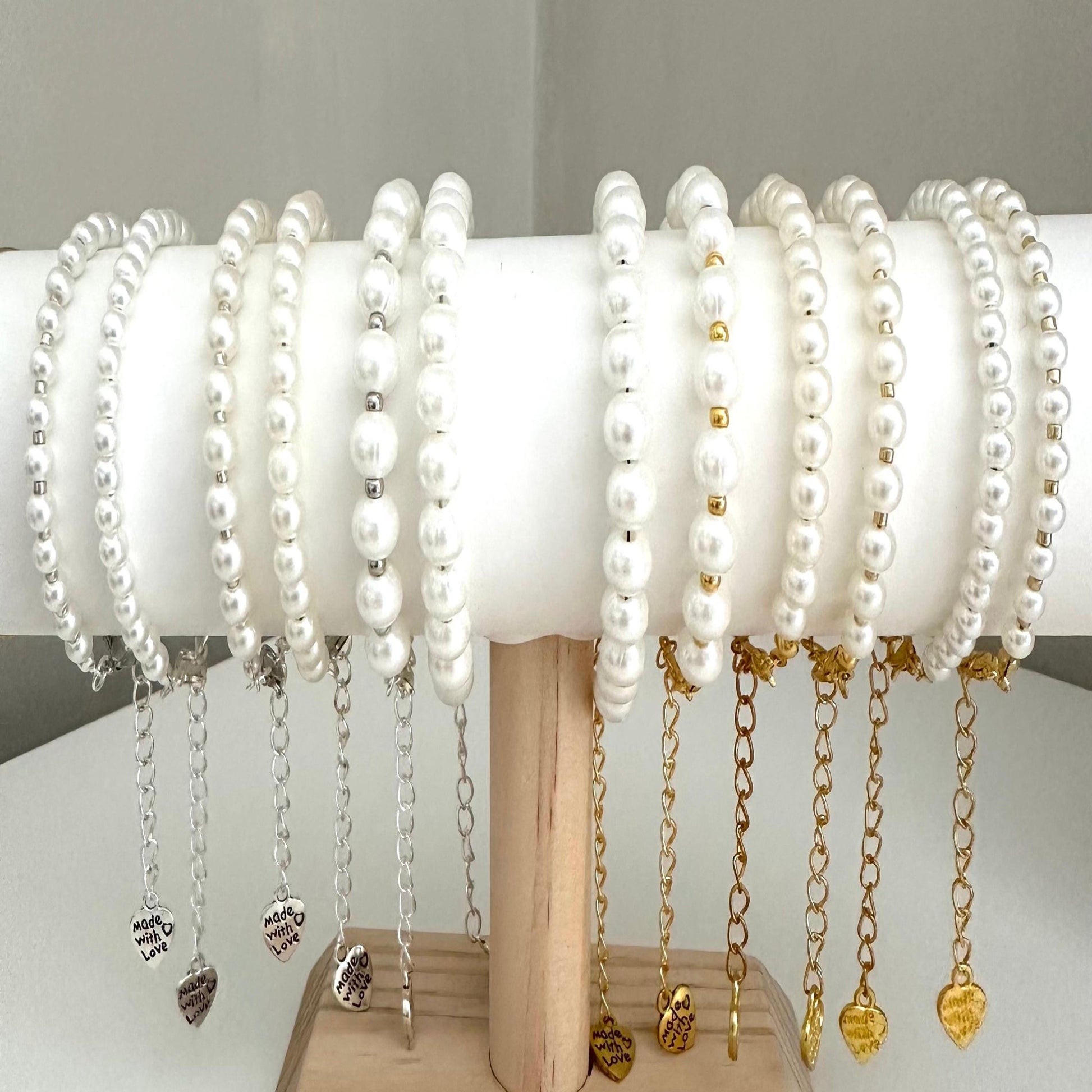Bracelet - Luxurious Ivory Pearl Handmade Bracelet in Gold or Silver
