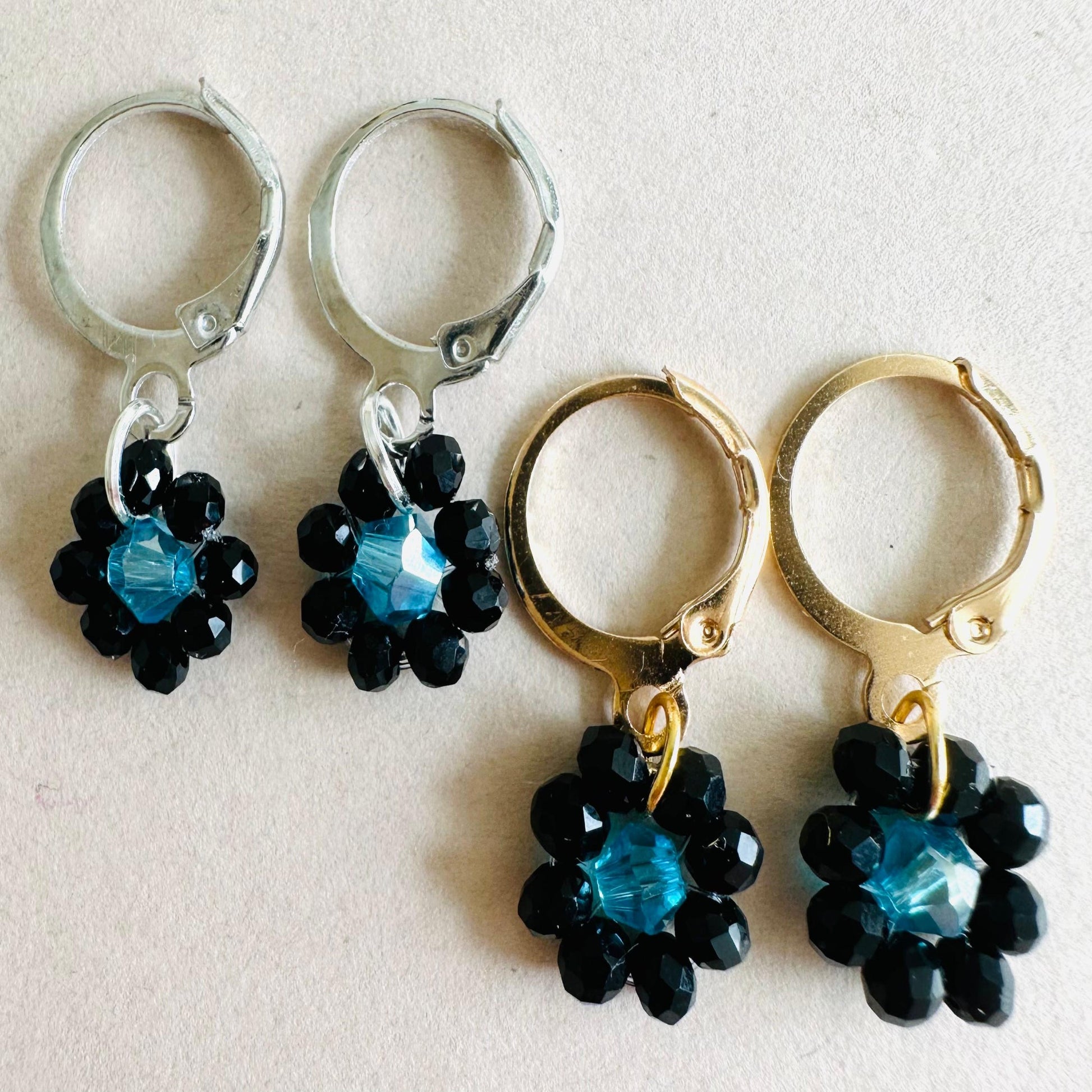 TURQUOISE NIGHT BLOOM Handmade Earrings - Gold or Silver Options