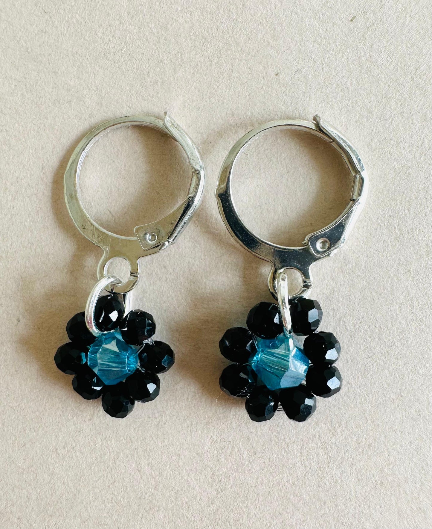 TURQUOISE NIGHT BLOOM Handmade Earrings - Gold or Silver Options