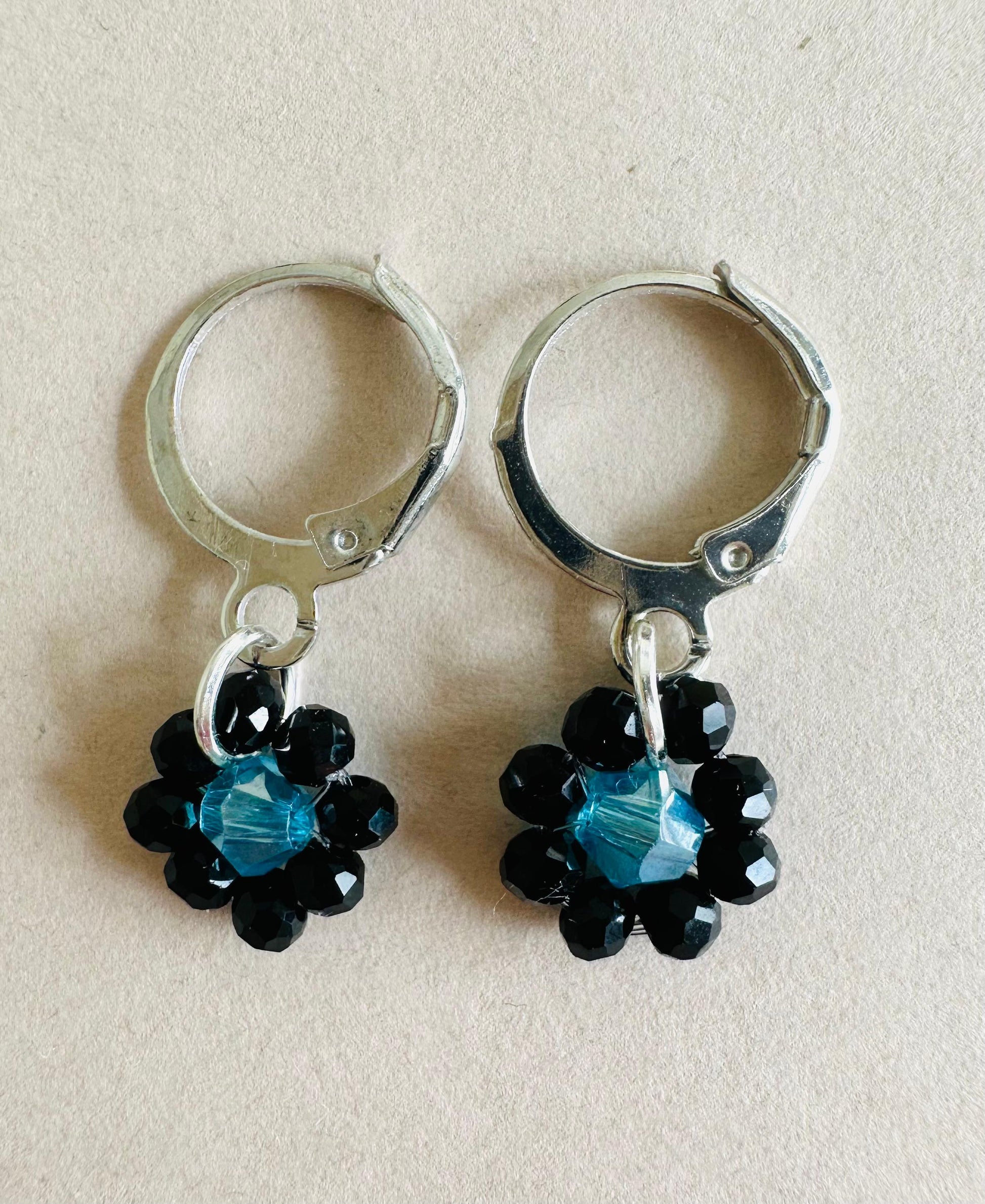 TURQUOISE NIGHT BLOOM Handmade Earrings - Gold or Silver Options
