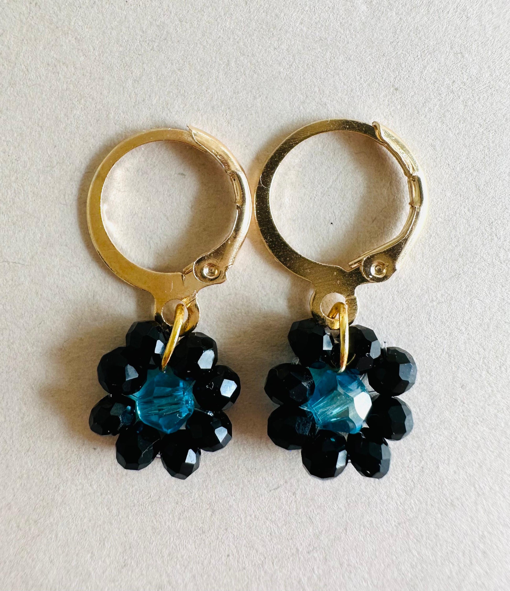 TURQUOISE NIGHT BLOOM Handmade Earrings - Gold or Silver Options