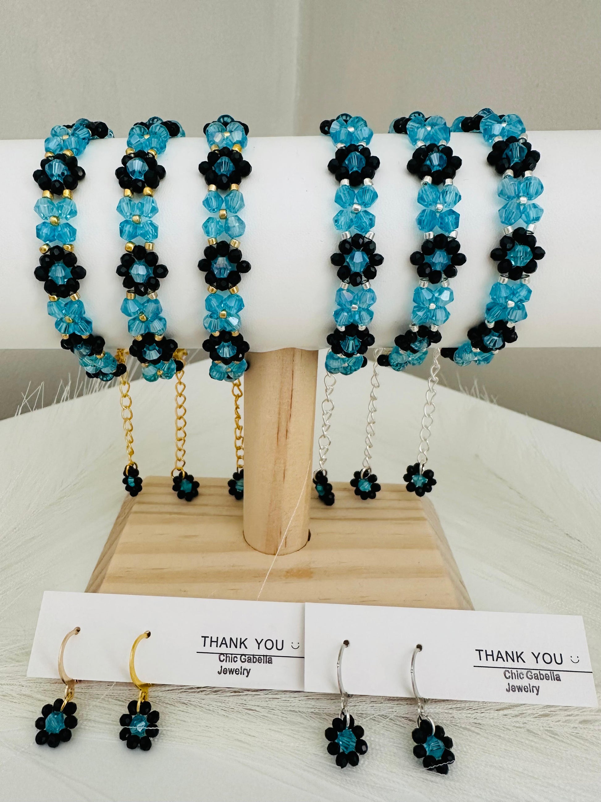 TURQUOISE NIGHT BLOOM Handmade Earrings - Gold or Silver Options