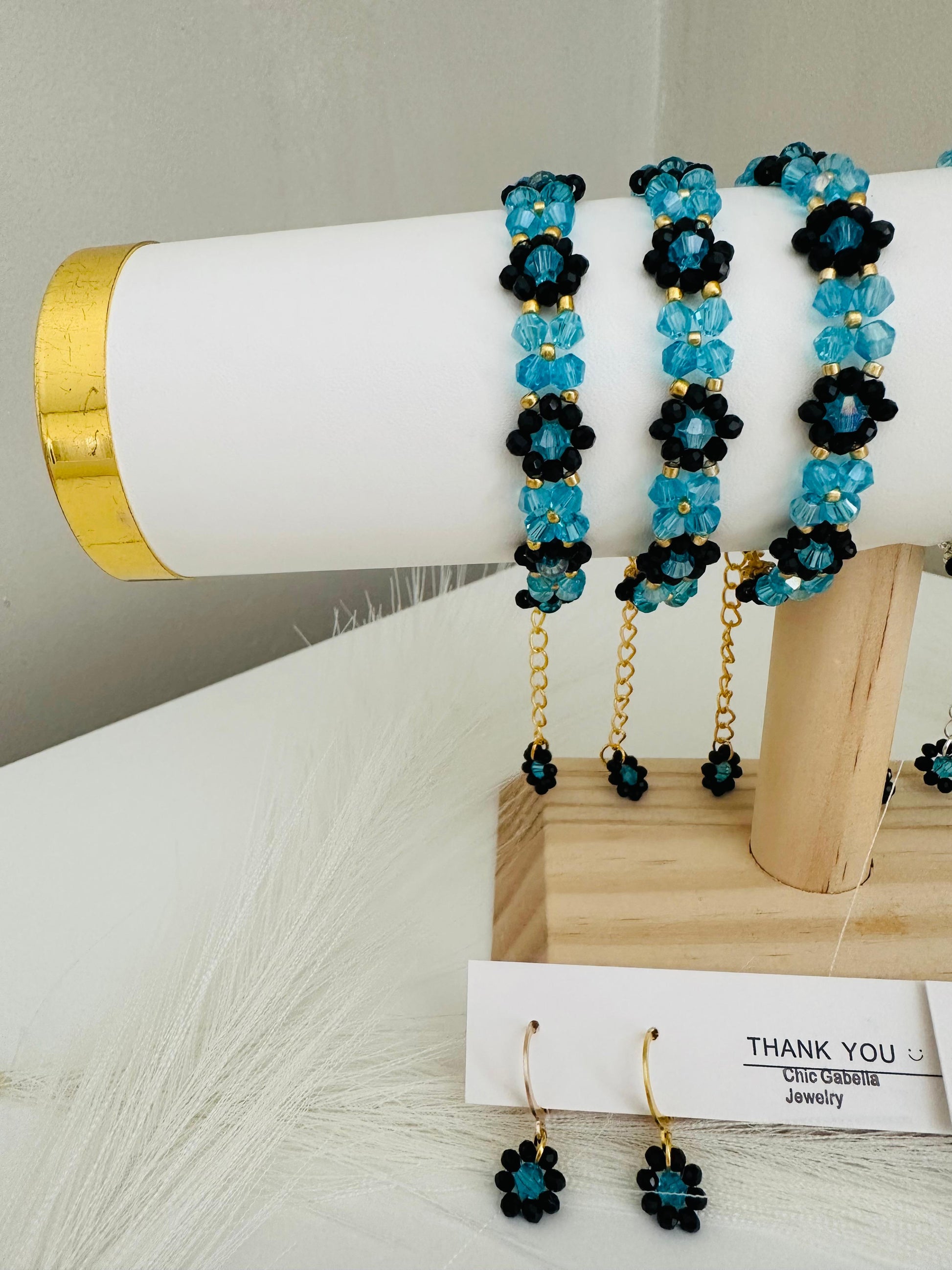 TURQUOISE NIGHT BLOOM Handmade Earrings - Gold or Silver Options