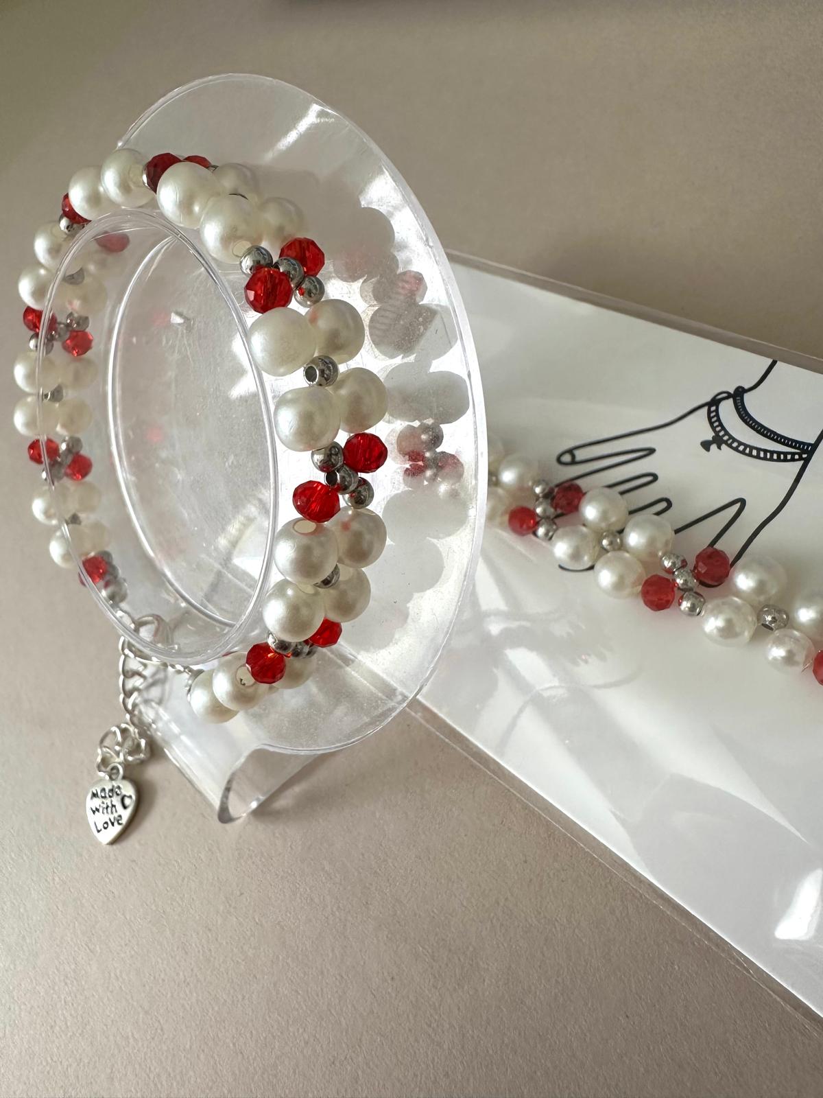 RED ELEGANCE PEARL Handmade Bracelet