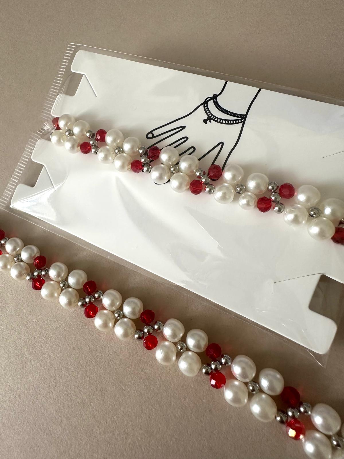 RED ELEGANCE PEARL Handmade Bracelet