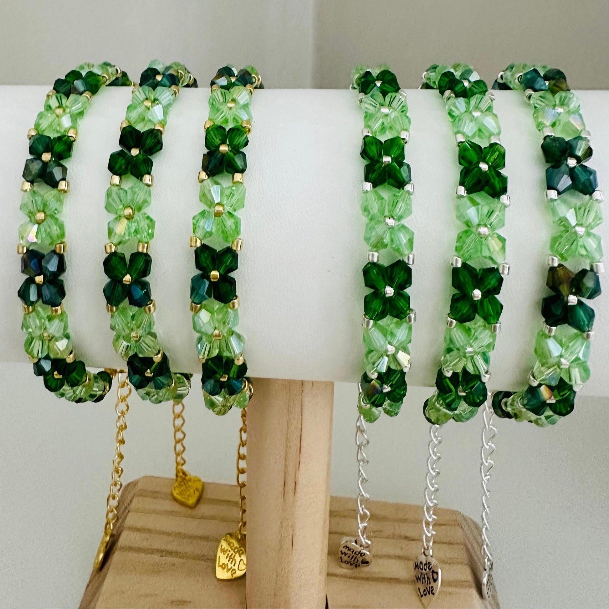 Bracelet GREEN HARMONY Bracelet in Gold or Silver / Handmade With Love