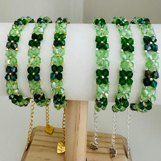 Bracelet GREEN HARMONY Bracelet in Gold or Silver / Handmade With Love