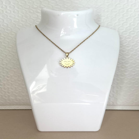 SUNFLOWER SMILE Golden Stainless Steel Necklace