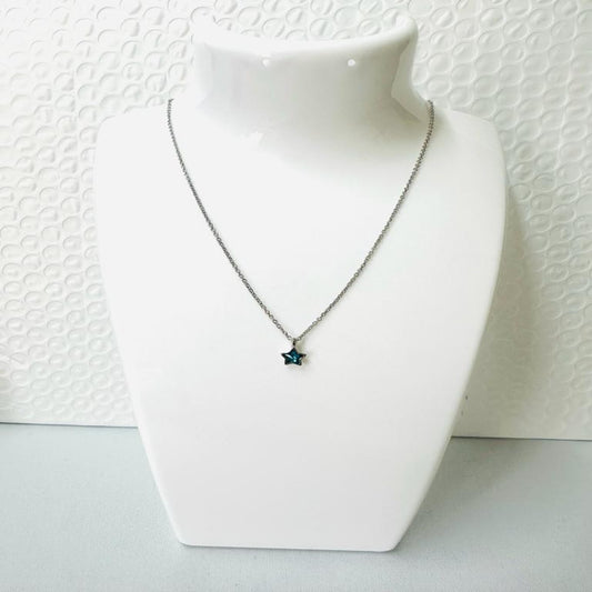 MARIBEL Silver Blue Star Crystal Necklace