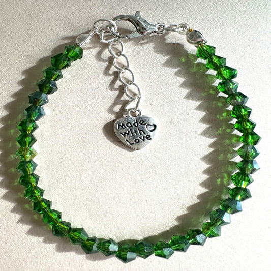 GREEN SILVER GLASS Handmade Bracelet