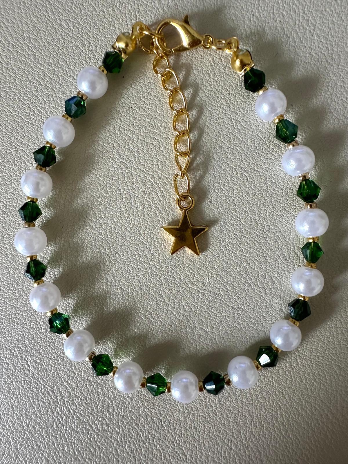 GREEN PEARL GOLD SYMPHONY Handmade Bracelets