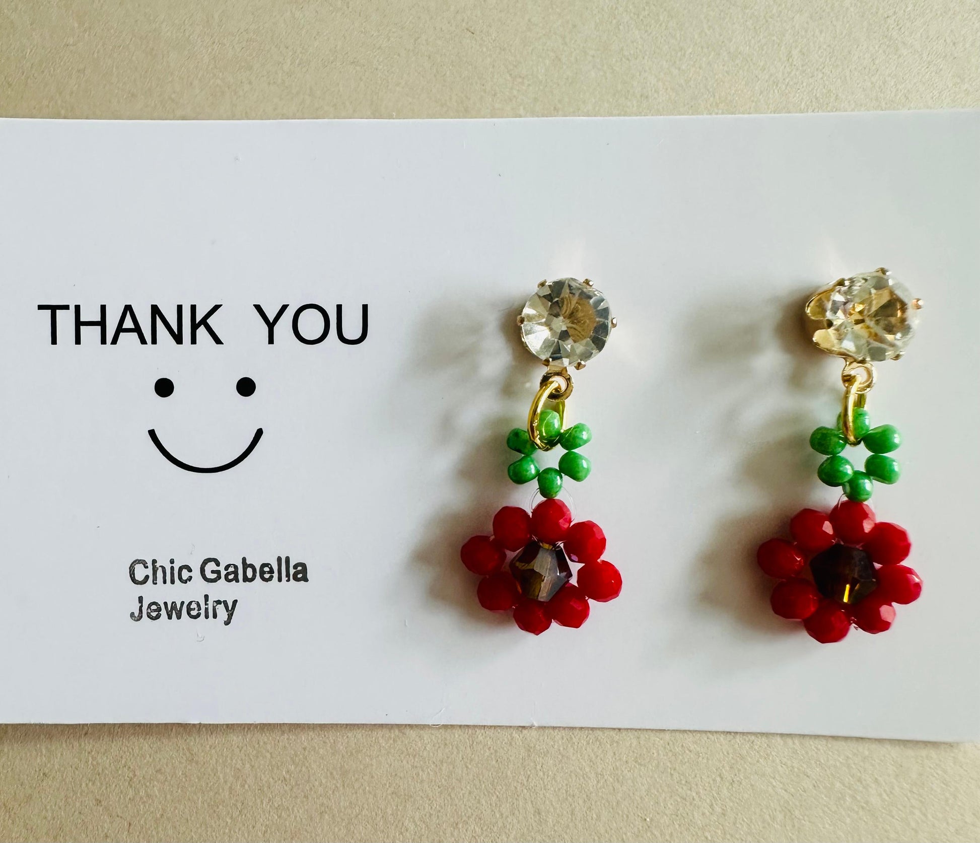 RED BLOSSOM Handmade Earrings - Gold or Silver Options