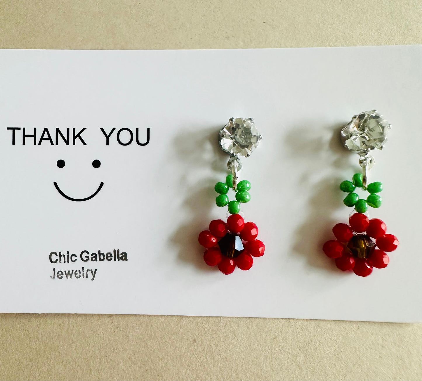 RED BLOSSOM Handmade Earrings - Gold or Silver Options