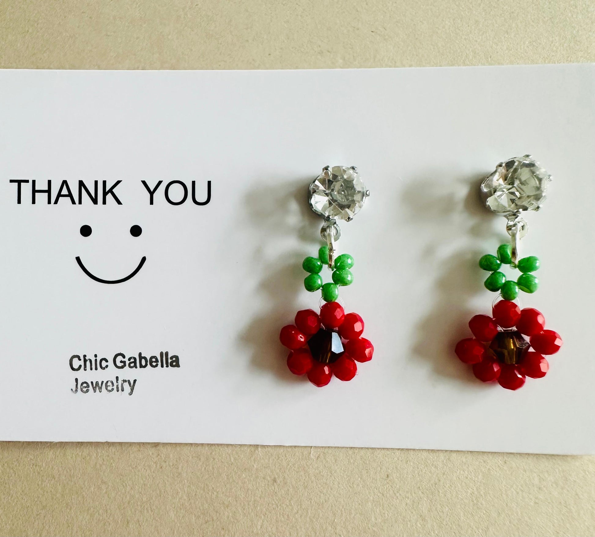 RED BLOSSOM Handmade Earrings - Gold or Silver Options