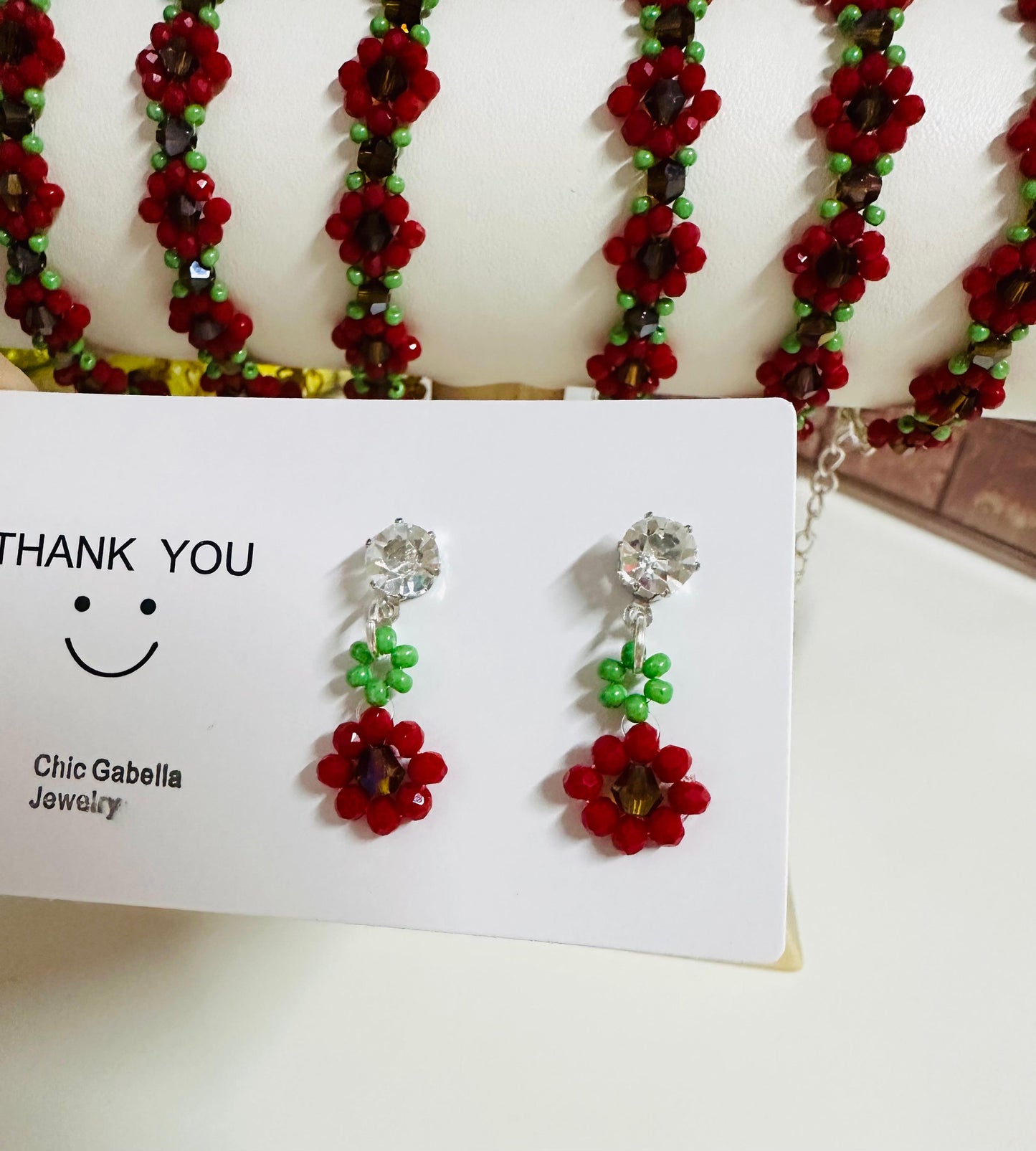 RED BLOSSOM Handmade Earrings - Gold or Silver Options