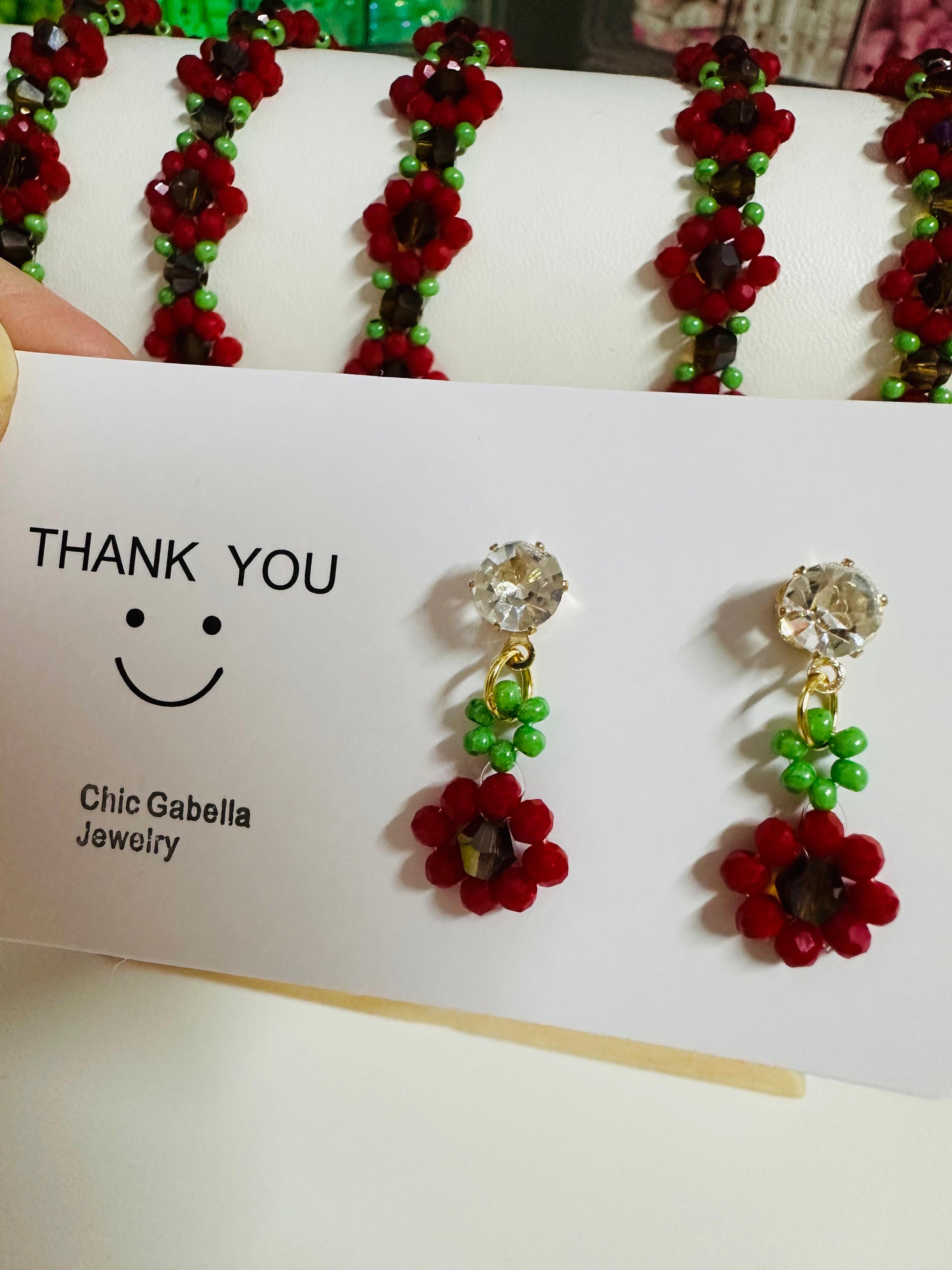 RED BLOSSOM Handmade Earrings - Gold or Silver Options