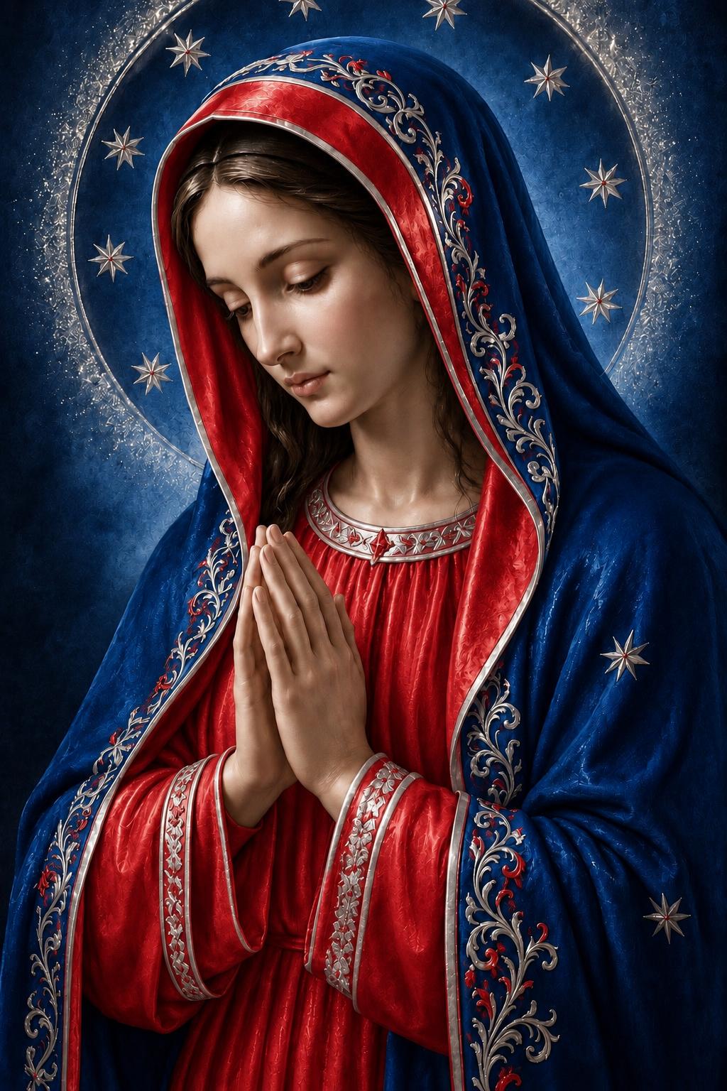 Handmade Crimson Indigo Grace rosary with red and indigo beads and silver accents